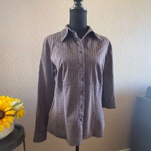 Comfy stretchy, brown w/blue threading design Sz L